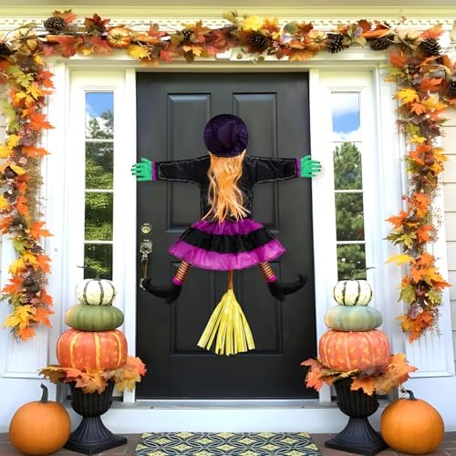 Halloween Decorations Outdoor, Solar Witch, Orange Purple-Large