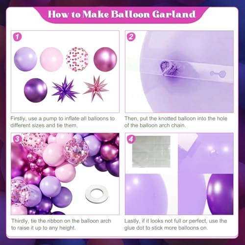 Pink and Purple Balloons Arch Kit for Birthday Decorations