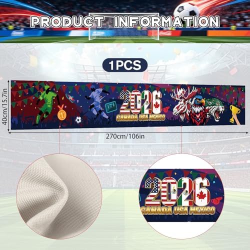 World Cup Theme Yard Banner, International Soccer Flags Banner Party Outdoor Decor, Country Backdrop for Garden Fence Porch World Cup Party Supplies 106 x 15.7 Inch