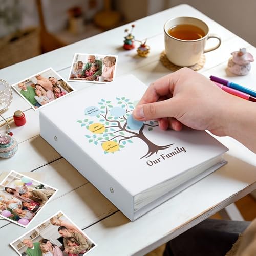 Family Tree 4x6 Photo Album, 200 Pocket Family Memory Book, Beige