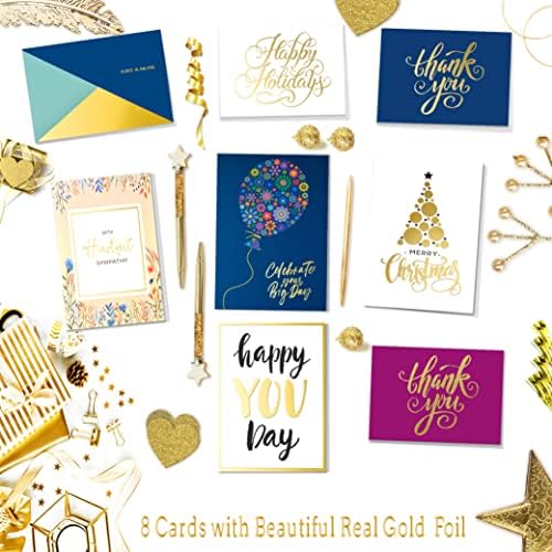 Janvale 100 All Occasion Cards Assortment Box with Color Envelopes，All Occasion Cards Set with Greeting Inside, Large 5 x 7 inch Cards with Stickers and Dividers