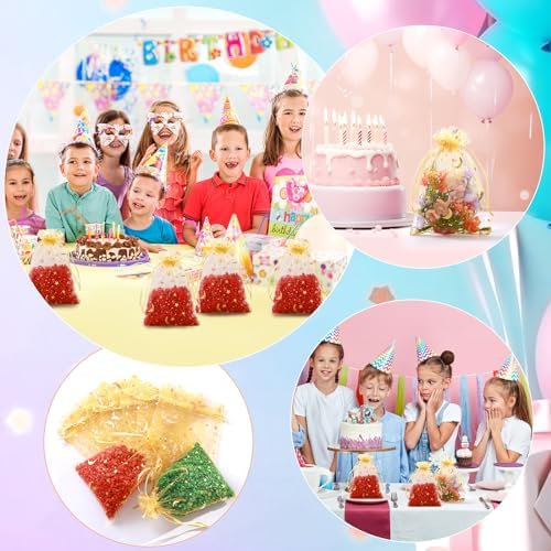 Hopttreely 100 Pieces Moon Star Organza Jewelry Candy Bags, 4x6 Inch Gold Organza Pouch Small Gift Bags with Drawstring for Christmas Party Favors Wedding Valentine's Day Eid Mubarak Party Favor Bags