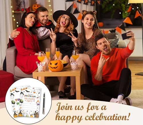 Halloween Party Invitations, Pumpkin Ghost Invites Cards With Envelopes, Fall Holiday Celebration Favors Supplies, 25pcs Invitation Card for Halloween Wedding Birthday Baby Shower -08