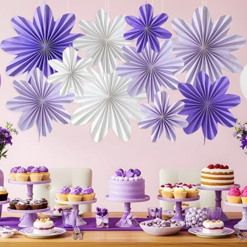 Purple Paper Flowers Lavender Purple White Hanging Paper Flower Fans