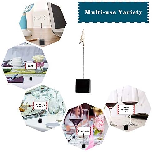 10pcs Table Number Holder Name Place Card Holder Memo Clip Holder Stand Note Holder Pictures Card Paper Menu Clip (Black)
