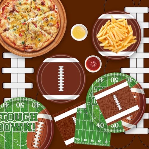 Football Party Decorations Football Party Supplies Kit Serve 24 Plates Napkins Cups Banner Tablecloth for Foot Ball Themed Birthday Gameday Decorations