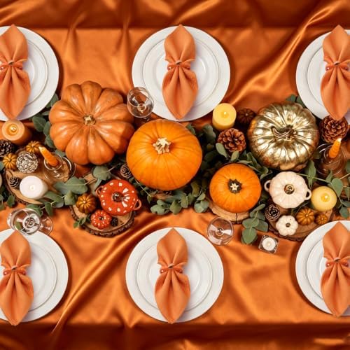 Thanksgiving Pumpkin Wood Napkin Rings Set of 12, Thanksgiving Table Decor