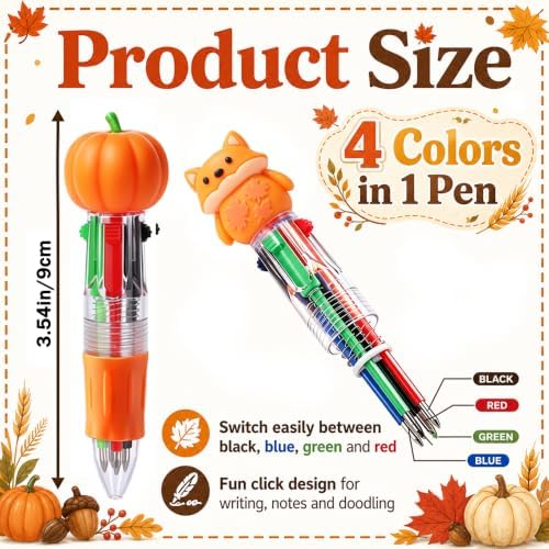 48PCS Thanksgiving Fun Pens Cute Autumn 4-in-1 Multicolor Gift Pens Bulk