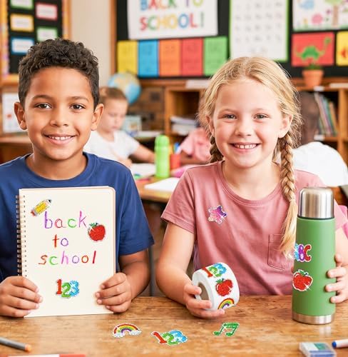 500Pcs Back to School Stickers Roll First Day of School Gifts for Kids