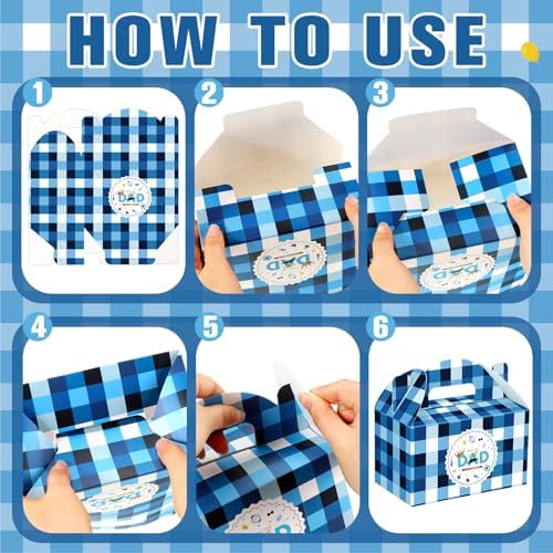 Dunzoom 100 Pcs Fathers Day Party Favors Fathers Day Treat Boxes Dad Theme Goodie Candy Gift Bags Holiday Paper Gift Container for Dads Birthday Decoration