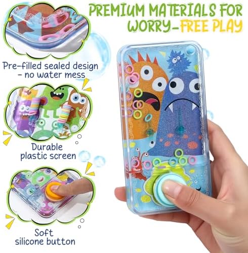 Cleboen 12 Pack Handheld Water Games for Kids, Water Ring Toss Handheld Games Monster Party Favors Goodie Bag Stuffers Classroom Rewards for Boys Girls, Stress-Relief Car Games Travel Toys for Kids