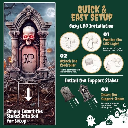 5 Pack Tombstone Halloween Decorations Plastic Yard Signs with Stakes