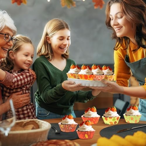 SANNIX 450pcs Fall Cupcake Liners, Pumpkin Maple Leaf Cake Baking Cups