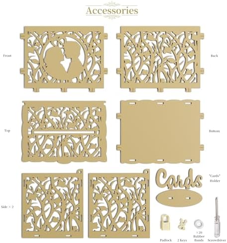 Jolik Wedding Card Box with Sign – Large Rustic Wedding Money Box Holder, DIY Envelop Gift Card Shadow Boxes for Wedding Reception, Anniversary, Graduation, and Birthday Parties (Yellow)