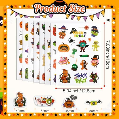 Halloween Stickers, 432 PCS Self-Adhesive Halloweens Sticker Bulk Pumpkin Monster Candy Sticker Goodie Bags Stuffers for Halloweens Crafts Gifts Party Favors Decorations