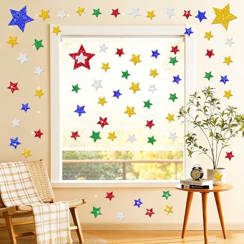 Foam Stickers Glitter Stickers Colorful Shapes Self Adhesive Stickers (Multicolour Star)