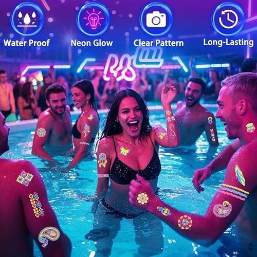 TATUWST Glow in the Dark Tattoos 172 PCS Glow in the Dark Party Supplies