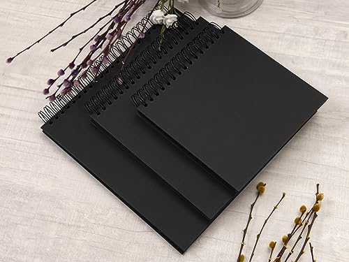 potricher 10 x 10 Inch DIY Scrapbook Photo Album 80 Pages, Black