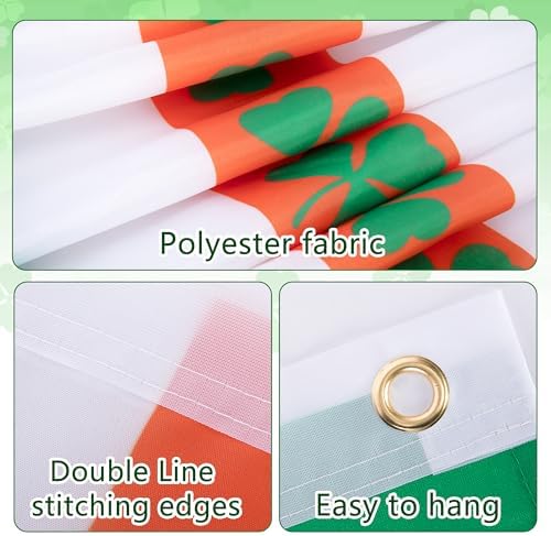 EBaokuup 5 Pcs St. Patrick's Day Flag Bunting Set, St Patricks Day Large Long Hanging Banner with Fan Flags, Irish Shamrock Bunting Flag for Garden Patio Parade Party Decor