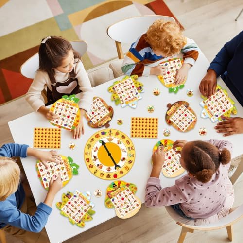 Thanksgiving Bingo Game Cards for Adults 24 Player Fall Harvest Bingo Cards with Turntable Stickers Thanksgiving Autumn Games Set for Party Activities Home Family Party Game