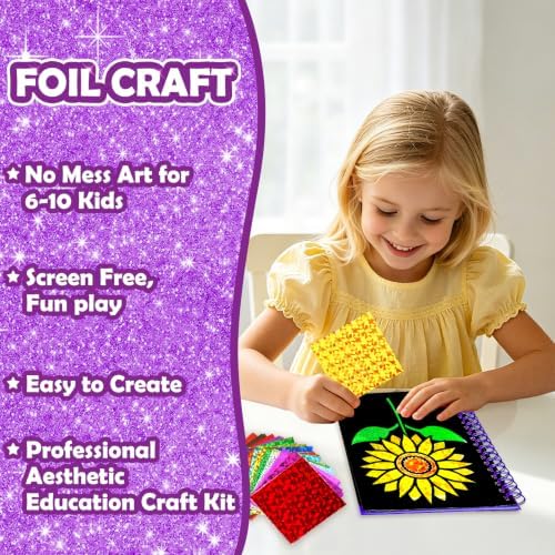 FUNNYB&G Foil Art Craft Kit for Kids, Sparkly Birthday Gift Toy for Girls