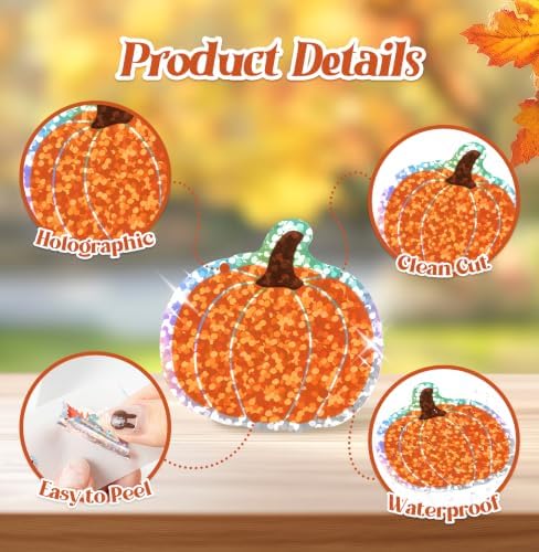 500Pcs Holographic Fall Stickers Roll Thanksgiving Autumn Decals for Kids