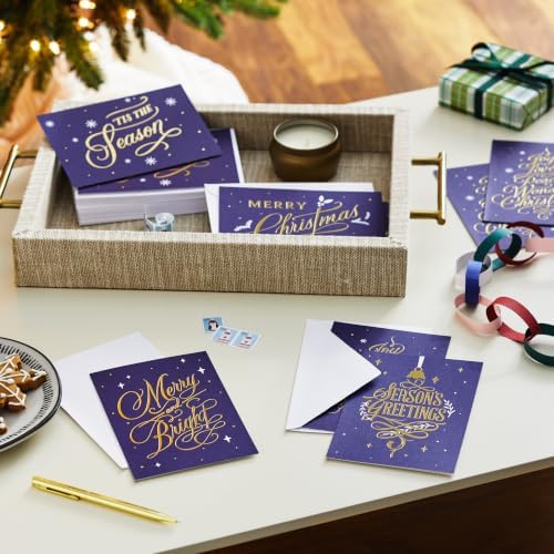 Hallmark Bulk Christmas Cards, Assorted 72-Pack (Blue and Gold)