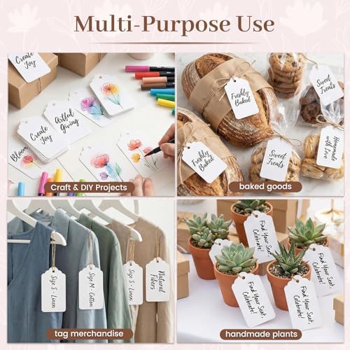 SallyFashion 120Pcs White Gift Tags with String, 1.6 X 2.8 inch
