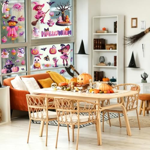 64Pcs Halloween Window Clings, Halloween Window Stickers for Party Decor