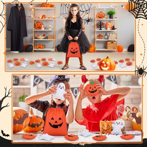 Civaner 12 Pcs Halloween Bean Bags for Tossing 3.15" Ghost Pumpkin Outdoor