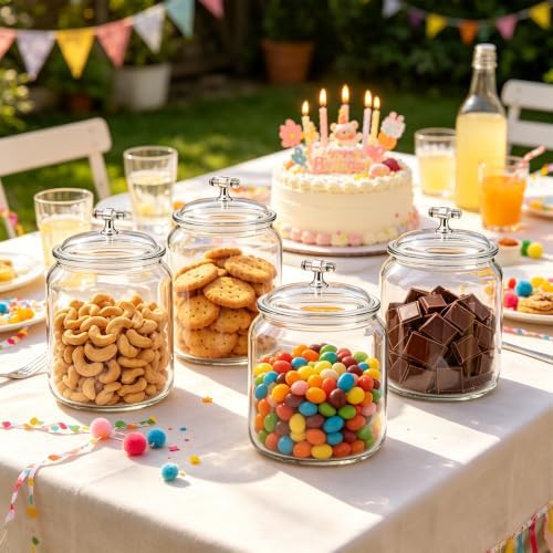 4 Pcs Candy Jars with Lids,101oz Clear Plastic Cookie Container