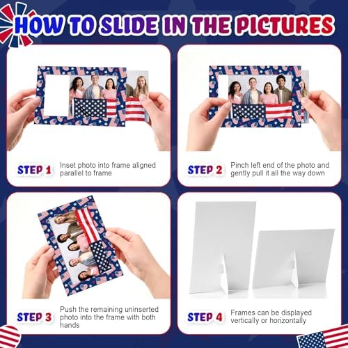 AmazingSpark 50 Pack Patriotic Paper Picture Frames 4x6 Photo Cards