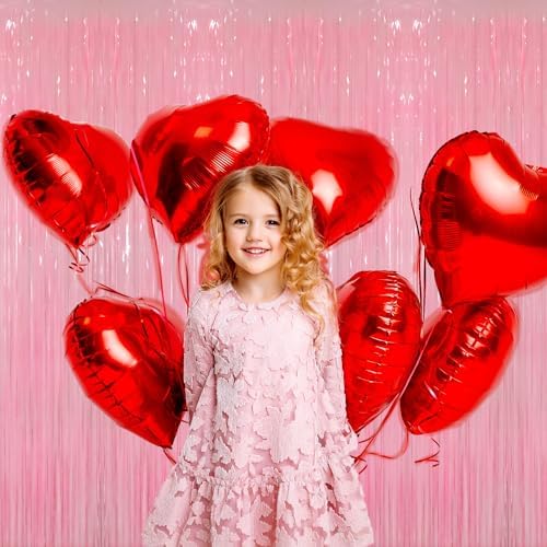 GOER 3.2 ft x 8.2 ft Foil Fringe Curtains Party Photo Backdrop Party Streamers for Birthday,Graduation,New Year Eve Decorations Wedding Decor(4 Packs,Candy Pink)