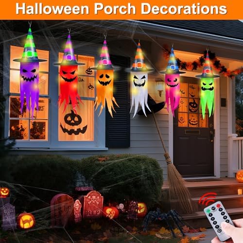 Remote Control 6 PCS Halloween Hanging Ghosts Outdoor Decor with Lights