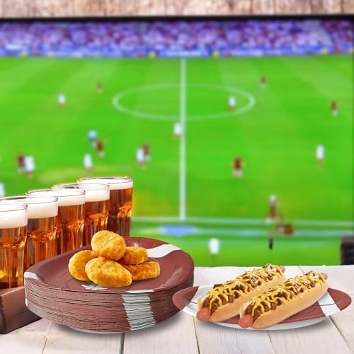 50Pcs Football Oval Paper Plates 12.6 x 10inch