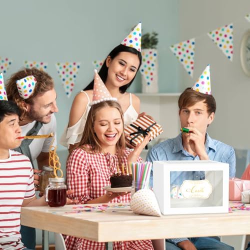 White Card Box for Party with 6 Cards, Clear Window