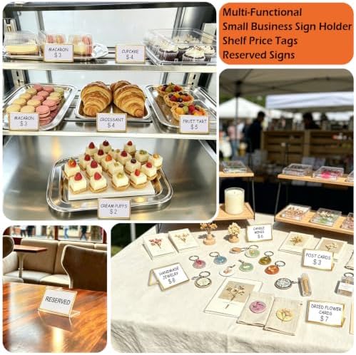 20pcs Food Labels for Party Buffet, 3.5"x2"Acrylic Sign Holder,Place Cards
