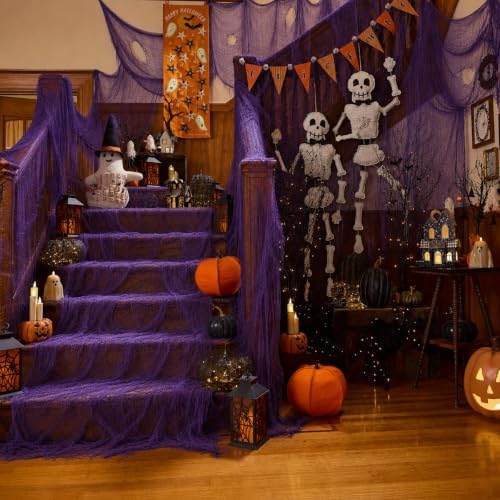 Halloween Creepy Cloth Purple 79“ X 315”, Spooky Scary Gauze for Home Decor