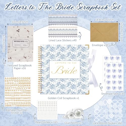Humyoun Letters to Bride Scrapbook,12 X 12 Inch,Floral,Blue