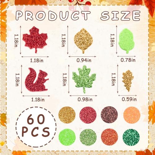 Fall Leaf Foam Sticker Autumn Glitter Maple Leaves Squirrel Foam Stickers