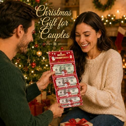 SRPHUAV Christmas Money Holder with 6 Slots, Cash Card Envelope, Foldable, Paper, Red, for Kids Adults Family Friends