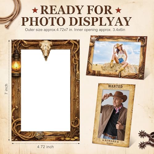 AmazingSpark 50 Pcs Western Cowboy Picture Frames Paper Photo Cards