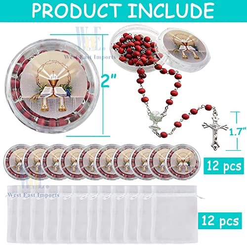 WE 12-Pack First Holy Communion Scented Rosary Favors with Box and Bag