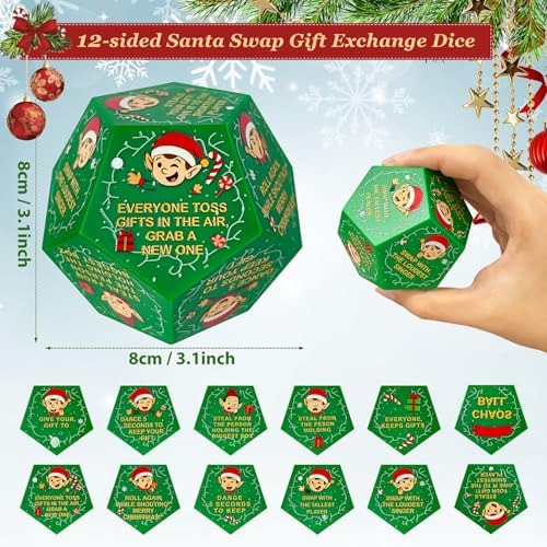 2026 Santa Swap Gift Exchange Dice,Exchange Gifts,Christmas Stocking Stuffers for Teen Men Women, Anniversary Birthday Gifts for Men Women, Large Dice Party Gifts for Xmas