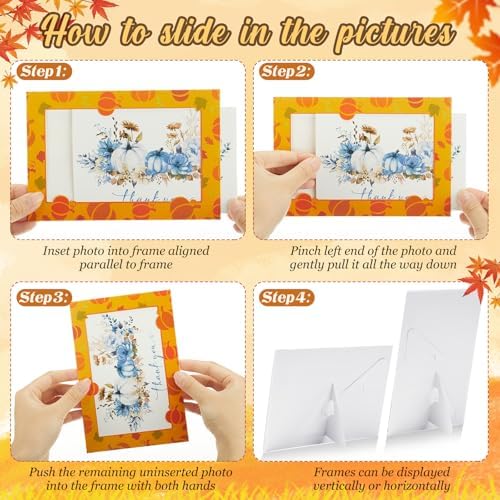 AmazingSpark 50 Pack Paper Photo Frames, Fall Pumpkin Leaves