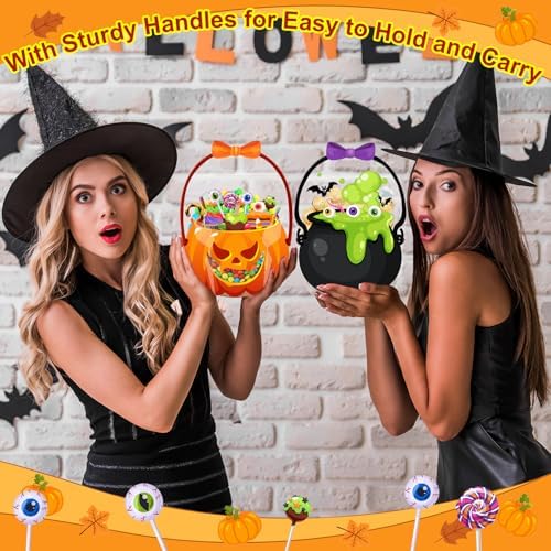 Fuutreo 36 Pcs Halloween Treat Bags with Handle, Pumpkin Witch Cauldron