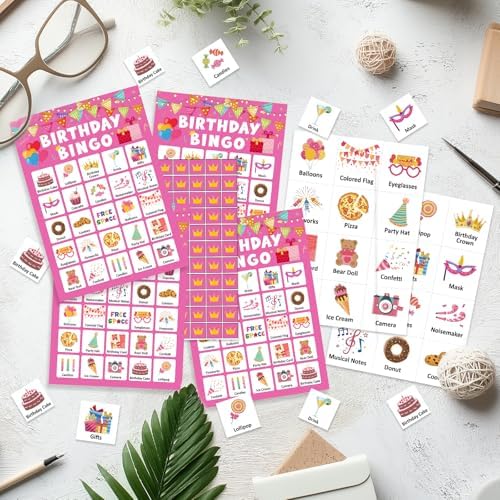 Birthday Bingo Game for 24 Players, Fun Party Activity for Any Celebration