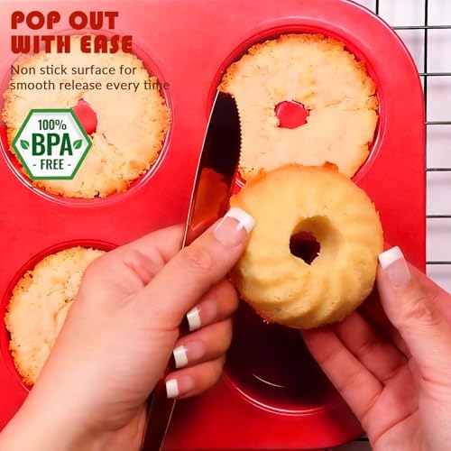 HKNMTT 2Pcs Mini Buntz Cake Pan 6-Cavity Non Stick Baking Molds 3 Shaped