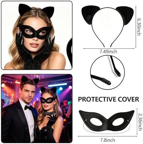 Cat Woman Costume 5-pc Accessory Kit with Cat Ear Headband & Claw Gloves