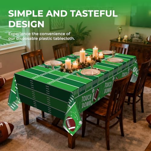 6 Pack Football Party Decorations Premium Disposable Plastic Tablecloth 54" x 108" Table Cloths Include 3 Green and 3 Brown for 6 to 8 Foot Tables Parties Decoration Supplies (Football Green Brown)